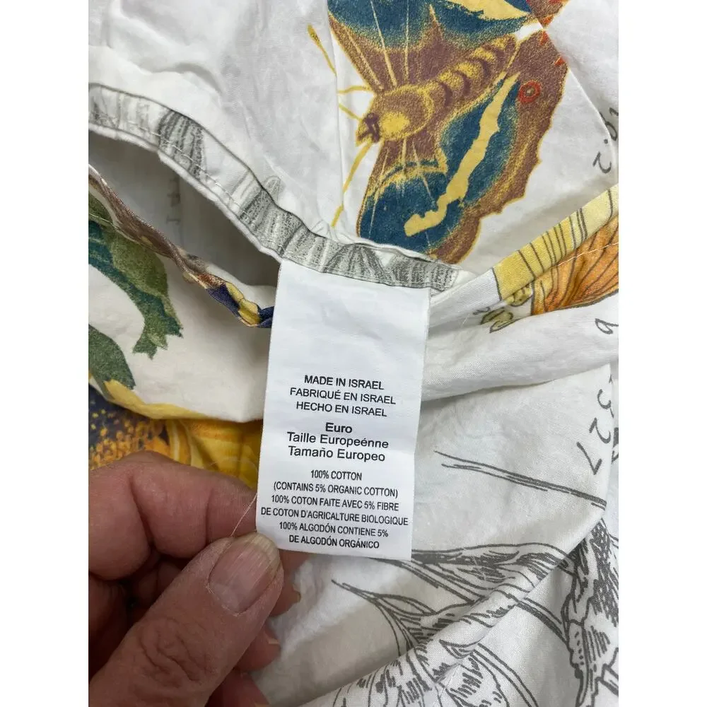 Pottery Barn Cara Sunflower EURO PILLOW SHAM, lady Bug Flower Butterflies Cotton